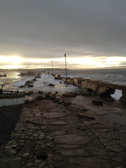 Winter - after the storm Portmahomack 200 year old wall